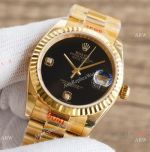 Swiss Copy Rolex Datejust President Yellow Gold Onyx Face Watch 36mm
